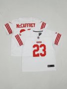 Wholesale Cheap Toddlers San Francisco 49ers #23 Christian McCaffrey 2022 White Vapor Untouchable Stitched Limited Jersey