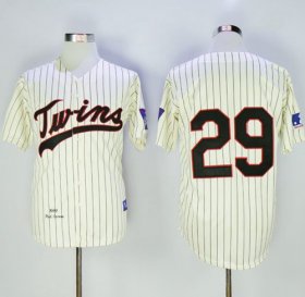 Wholesale Cheap Mitchell And Ness 1969 Twins #29 Rod Carew Cream Throwback Stitched MLB Jersey