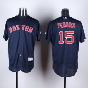 Wholesale Cheap Red Sox #15 Dustin Pedroia Navy Blue Flexbase Authentic Collection Stitched MLB Jersey