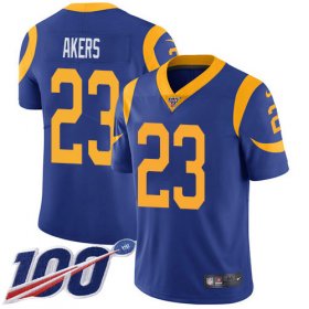 Wholesale Cheap Nike Rams #23 Cam Akers Royal Blue Alternate Men\'s Stitched NFL 100th Season Vapor Untouchable Limited Jersey