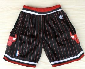 Wholesale Cheap Chicago Bulls Black With Red Pinstripe Short