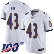 Wholesale Cheap Nike Ravens #43 Justice Hill White Youth Stitched NFL 100th Season Vapor Untouchable Limited Jersey