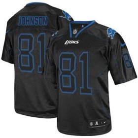 Wholesale Cheap Nike Lions #81 Calvin Johnson Lights Out Black Men\'s Stitched NFL Elite Jersey