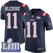 Wholesale Cheap Nike Patriots #11 Drew Bledsoe Navy Blue Super Bowl LIII Bound Men's Stitched NFL Limited Rush Jersey