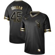 Wholesale Cheap Nike White Sox #45 Michael Jordan Black Gold Authentic Stitched MLB Jersey