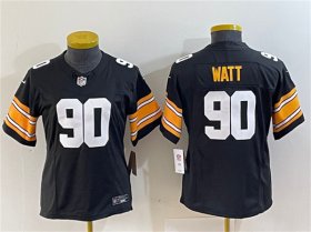 Cheap Women\'s Pittsburgh Steelers #90 T. J. Watt Black 2023 F.U.S.E. Stitched Jersey(Run Small)