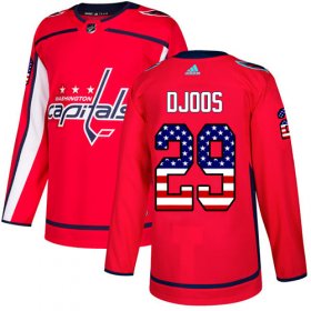 Wholesale Cheap Adidas Capitals #29 Christian Djoos Red Home Authentic USA Flag Stitched NHL Jersey