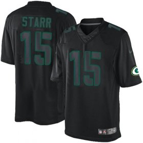 Wholesale Cheap Nike Packers #15 Bart Starr Black Men\'s Stitched NFL Impact Limited Jersey