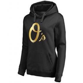 Wholesale Cheap Women\'s Baltimore Orioles Gold Collection Pullover Hoodie Black