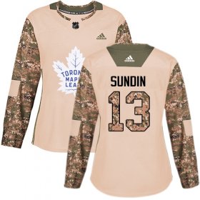 Wholesale Cheap Adidas Maple Leafs #13 Mats Sundin Camo Authentic 2017 Veterans Day Women\'s Stitched NHL Jersey