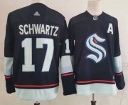 Wholesale Cheap Men's Seattle Kraken #17 Jaden Schwartz Navy Blue Adidas Stitched NHL Jersey