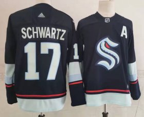 Wholesale Cheap Men\'s Seattle Kraken #17 Jaden Schwartz Navy Blue Adidas Stitched NHL Jersey