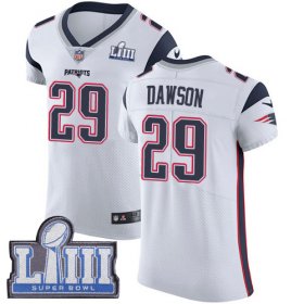 Wholesale Cheap Nike Patriots #29 Duke Dawson White Super Bowl LIII Bound Men\'s Stitched NFL Vapor Untouchable Elite Jersey