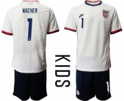 Wholesale Cheap Youth 2020-2021 Season National team United States home white 1 Soccer Jersey