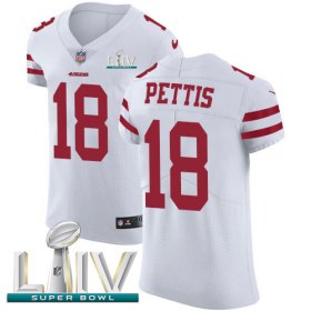 Wholesale Cheap Nike 49ers #18 Dante Pettis White Super Bowl LIV 2020 Men\'s Stitched NFL Vapor Untouchable Elite Jersey