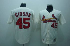 Wholesale Cheap Mitchell and Ness 1967 Cardinals #45 Bob Gibson Stitched Cream Throwback MLB Jersey