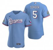 Wholesale Cheap Men's Texas Rangers #5 Corey Seager Light Blue Flex Base Stitched Jersey