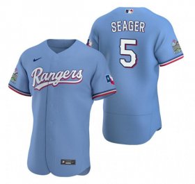 Wholesale Cheap Men\'s Texas Rangers #5 Corey Seager Light Blue Flex Base Stitched Jersey