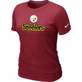 Wholesale Cheap Women\'s Nike Pittsburgh Steelers Authentic Logo T-Shirt Red
