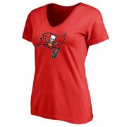 Wholesale Cheap Women's Tampa Bay Buccaneers Pro Line Primary Team Logo Slim Fit T-Shirt Red