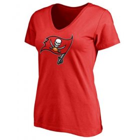 Wholesale Cheap Women\'s Tampa Bay Buccaneers Pro Line Primary Team Logo Slim Fit T-Shirt Red