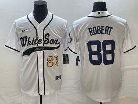 Wholesale Cheap Men\'s Chicago White Sox #88 Luis Robert Number White Cool Base Stitched Baseball Jersey