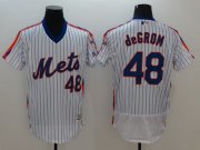 Wholesale Cheap Mets #48 Jacob DeGrom White(Blue Strip) Flexbase Authentic Collection Alternate Stitched MLB Jersey