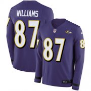 Wholesale Cheap Nike Ravens #87 Maxx Williams Purple Team Color Men's Stitched NFL Limited Therma Long Sleeve Jersey