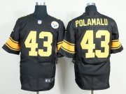 Wholesale Cheap Nike Steelers #43 Troy Polamalu Black(Gold No.) Men's Stitched NFL Elite Jersey