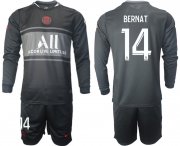 Wholesale Cheap Men 2021-2022 ClubParis Saint-GermainSecond away black Long Sleeve 14 Soccer Jersey