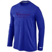 Wholesale Cheap Nike Minnesota Vikings Authentic Font Long Sleeve T-Shirt Blue