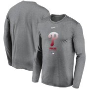Wholesale Cheap Men's Philadelphia Phillies Nike Charcoal Authentic Collection Legend Performance Long Sleeve T-Shirt