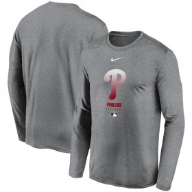 Wholesale Cheap Men\'s Philadelphia Phillies Nike Charcoal Authentic Collection Legend Performance Long Sleeve T-Shirt