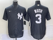 Wholesale Cheap Men's New York Yankees #3 Babe Ruth Black Pinstripe Cool Base Stitched Baseball Jersey