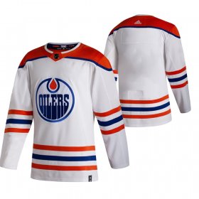 Wholesale Cheap Edmonton Oilers Blank White Men\'s Adidas 2020-21 Reverse Retro Alternate NHL Jersey