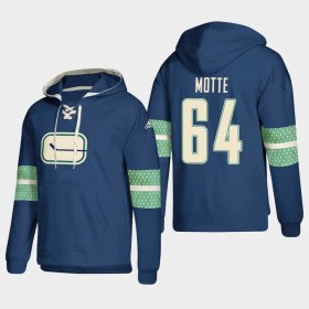 Wholesale Cheap Vancouver Canucks #64 Tyler Motte Blue adidas Lace-Up Pullover Hoodie