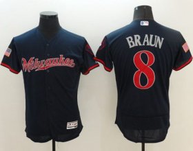 Wholesale Cheap Brewers #8 Ryan Braun Navy Blue Fashion Stars & Stripes Flexbase Authentic Stitched MLB Jersey