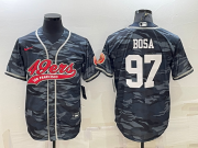 Wholesale Cheap Men's San Francisco 49ers #97 Nike Bosa White Name Grey Camo With Patch Cool Base Stitched Baseball Jersey