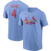 Wholesale Cheap St. Louis Cardinals #4 Yadier Molina Nike Name & Number T-Shirt Light Blue
