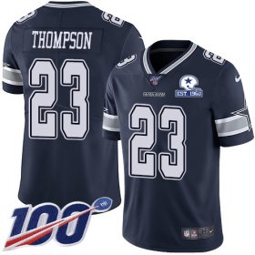 Wholesale Cheap Nike Cowboys #23 Darian Thompson Navy Blue Team Color Men\'s Stitched With Established In 1960 Patch NFL 100th Season Vapor Untouchable Limited Jersey