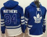 Wholesale Cheap Maple Leafs #34 Auston Matthews Blue Name & Number Pullover NHL Hoodie