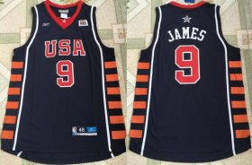 Wholesale Cheap 2004 Olympics Team USA Men\'s #9 LeBron James Navy Blue Stitched Basketball Reebok Swingman Jersey