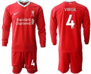 Wholesale Cheap Men 2020-2021 club Liverpool home long sleeves 4 red Soccer Jerseys