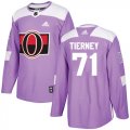 Wholesale Cheap Adidas Senators #71 Chris Tierney Purple Authentic Fights Cancer Stitched NHL Jersey