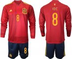 Wholesale Cheap Men 2021 European Cup Spain home Long sleeve 8 soccer jerseys