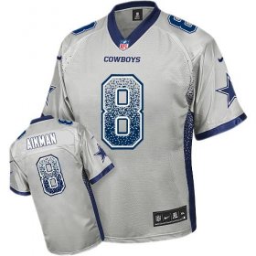 Wholesale Cheap Nike Cowboys #8 Troy Aikman Grey Men\'s Stitched NFL Elite Drift Fashion Jersey