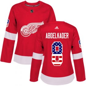 Wholesale Cheap Adidas Red Wings #8 Justin Abdelkader Red Home Authentic USA Flag Women\'s Stitched NHL Jersey