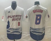 Cheap Men's Puerto Rico Baseball #8 Eddie Rosario Number 2023 White World Classic Stitched Jersey