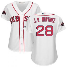 Wholesale Cheap Red Sox #28 J. D. Martinez White Home 2018 World Series Champions Women\'s Stitched MLB Jersey