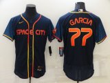 Wholesale Cheap Men's Houston Astros #77 Luis Garcia 2022 Navy Blue City Connect Flex Base Stitched Baseball Jersey